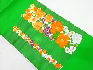 縞に草花模様織り出し名古屋帯